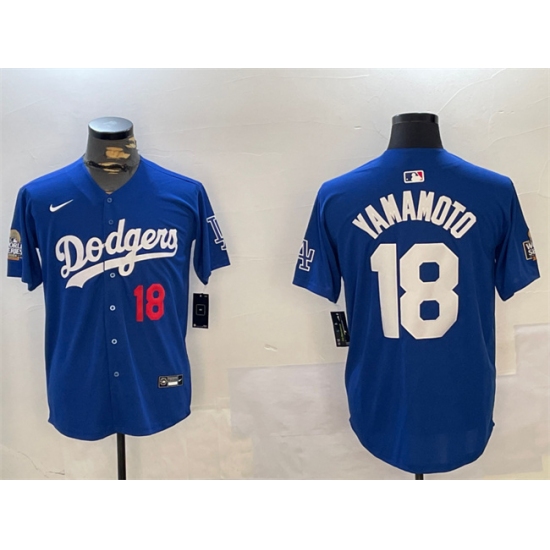 Men's Los Angeles Dodgers #18 Yoshinobu Yamamoto Royal 2024 World Series Alternate Limited Stitched Baseball Jersey - Ujersey