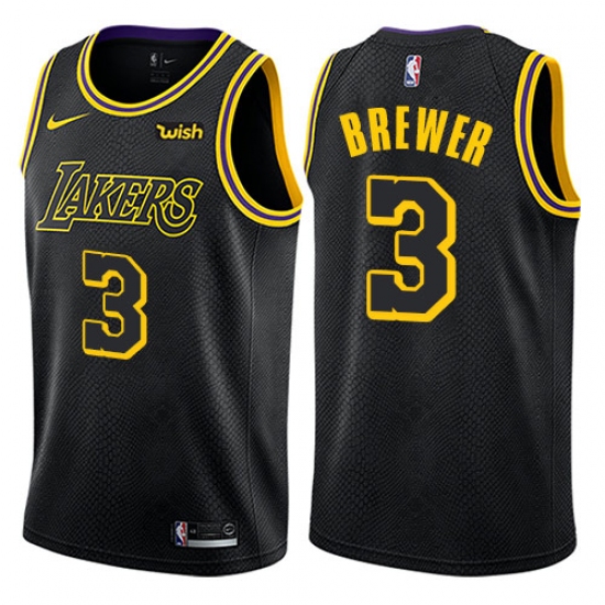 Women's Nike Los Angeles Lakers #3 Corey Brewer Swingman Black NBA Jersey - City Edition - Ujersey