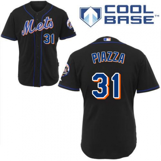 Men's Majestic New York Mets #31 Mike Piazza Authentic Black Cool Base MLB Jersey - Ujersey