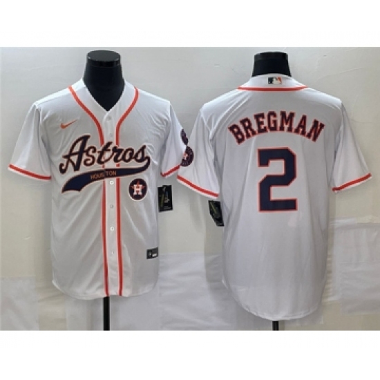 Men's Houston Astros #2 Alex Bregman White Cool Base Stitched Baseball Jersey - Ujersey