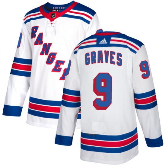 Women's Reebok New York Rangers #9 Adam Graves Authentic White Away NHL Jersey - Ujersey