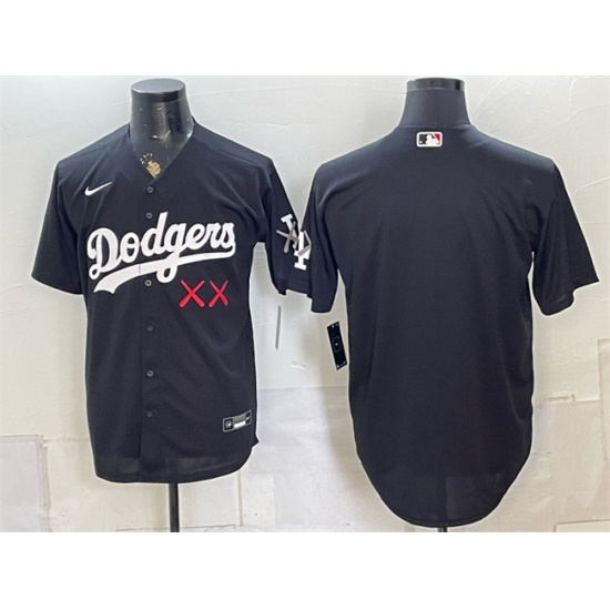 Men's Los Angeles Dodgers x KAWS Black Vapor Premier Limited Stitched Baseball Jersey - Ujersey