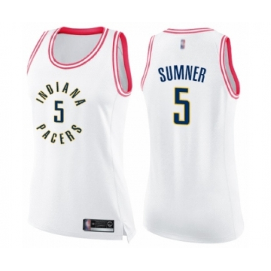 Women's Indiana Pacers #5 Edmond Sumner Swingman White Pink Fashion Basketball Jersey - Ujersey