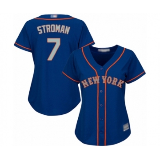 Women's New York Mets #7 Marcus Stroman Authentic Royal Blue Alternate Road Cool Base Baseball Jersey - Ujersey
