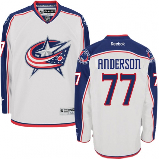 Men's Reebok Columbus Blue Jackets #77 Josh Anderson Authentic White Away NHL Jersey - Ujersey