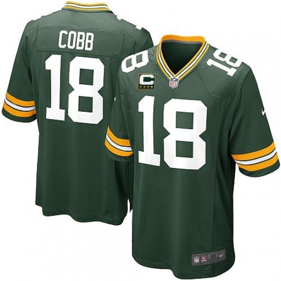 Youth Nike Green Bay Packers #18 Randall Cobb Elite Green Team Color C Patch NFL Jersey - Ujersey