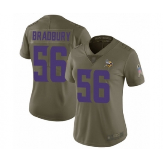 Women's Minnesota Vikings #56 Garrett Bradbury Limited Olive 2017 Salute to Service Football Jersey - Ujersey
