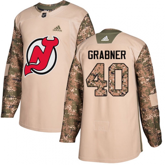 Men's Adidas New Jersey Devils #40 Michael Grabner Authentic Camo Veterans Day Practice NHL Jersey - Ujersey