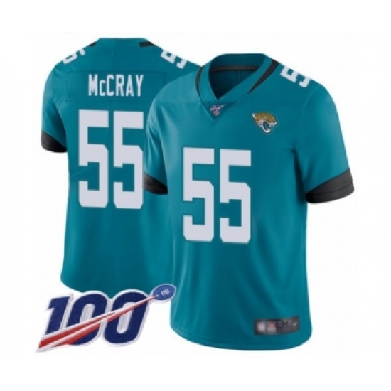 Men's Jacksonville Jaguars #55 Lerentee McCray Teal Green Alternate Vapor Untouchable Limited Player 100th Season Football Jersey - Ujersey
