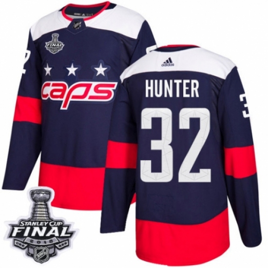 Youth Adidas Washington Capitals #32 Dale Hunter Authentic Navy Blue 2018 Stadium Series 2018 Stanley Cup Final NHL Jersey - Ujersey