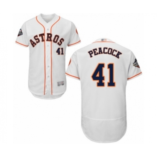 Men's Houston Astros #41 Brad Peacock White Home Flex Base Authentic Collection 2019 World Series Bound Baseball Jersey - Ujersey