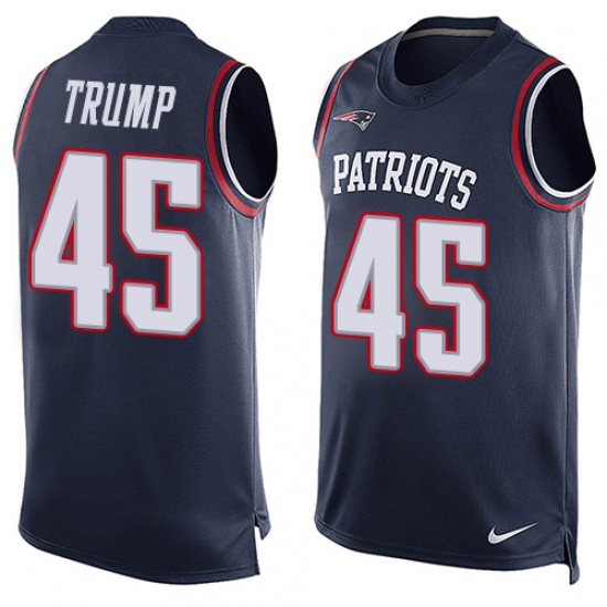 Men's Nike New England Patriots #45 Donald Trump Limited Navy Blue Player Name & Number Tank Top NFL Jersey - Ujersey