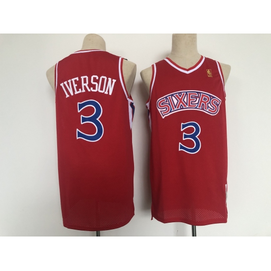 Men's Philadelphia 76ers #3 Dana Barros Red Throwback Basketbal Jersey