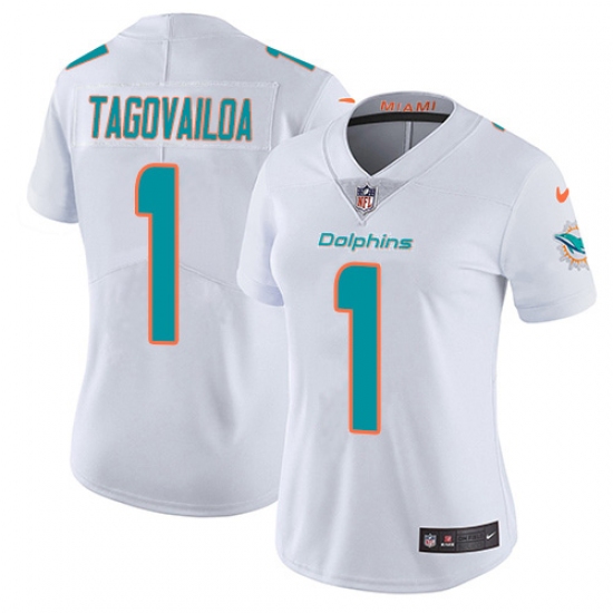 Women's Miami Dolphins #1 Tua Tagovailoa White Stitched Vapor Untouchable Limited Jersey - Ujersey