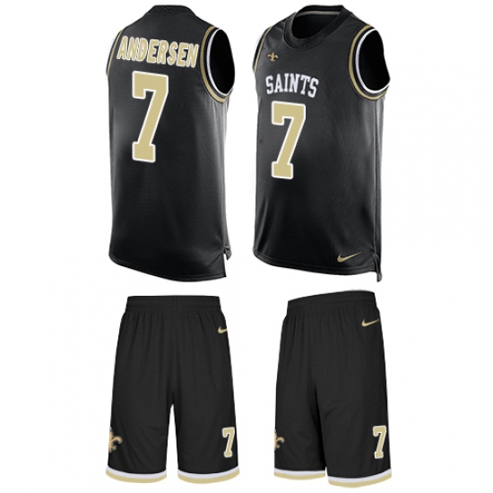 Men's Nike New Orleans Saints #7 Morten Andersen Limited Black Tank Top Suit NFL Jersey - Ujersey