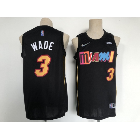 Men's Miami Heat 2021-22 City Edition #3 Dwyane Wade Black Stitched Basketball Jersey - Ujersey