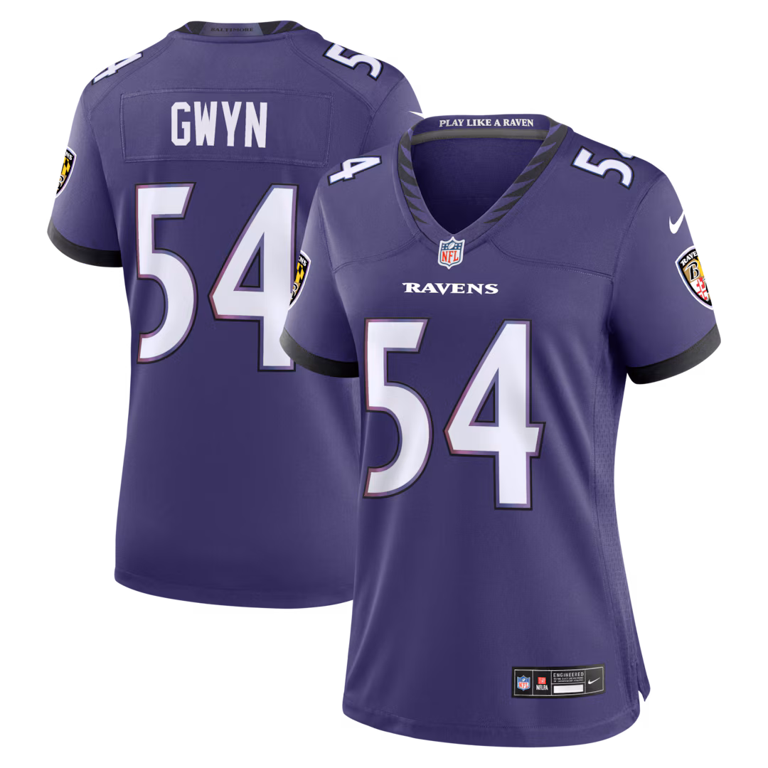 Women's Baltimore Ravens Jovaughn Gwyn Nike Purple Team Game Jersey - Ujersey