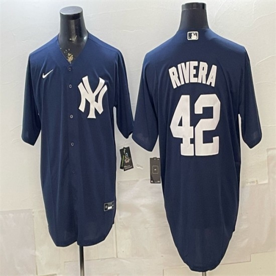 Men's New York Yankees #42 Mariano Rivera Navy Limited Stitched Baseball Jersey - Ujersey