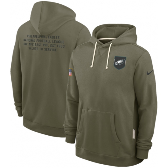 Men's Philadelphia Eagles Olive 2025 Salute to Service Pullover Hoodie - Ujersey