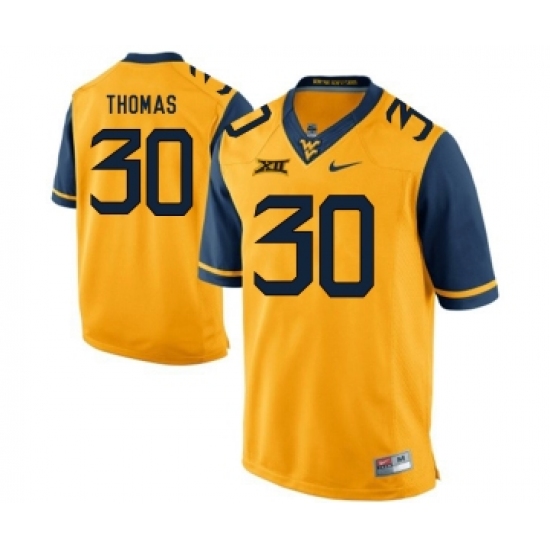 West Virginia Mountaineers 30 J.T. Thomas Gold College Football Jersey - Ujersey