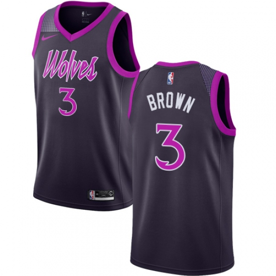 Men's Nike Minnesota Timberwolves #3 Anthony Brown Swingman Purple NBA Jersey - City Edition - Ujersey