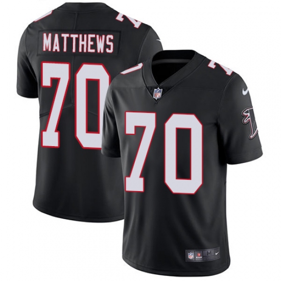 Men's Nike Atlanta Falcons #70 Jake Matthews Black Alternate Vapor Untouchable Limited Player NFL Jersey - Ujersey