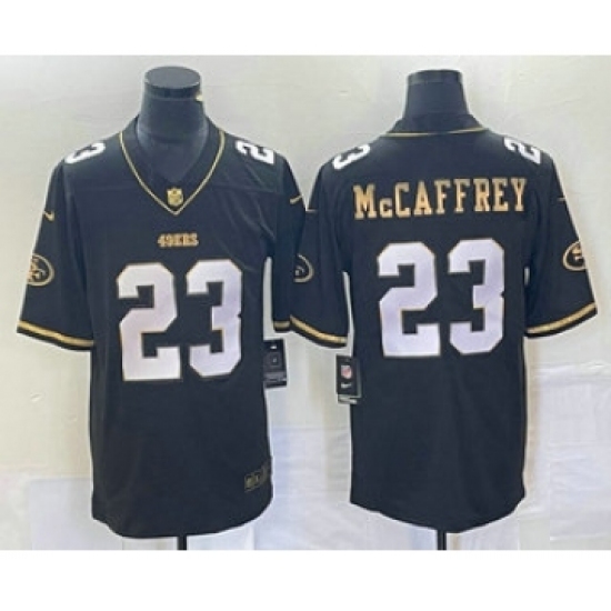 Men's Nike San Francisco 49ers #23 Christian McCaffrey Black Gold Vapor Untouchable Limited Stitched Jersey - Ujersey