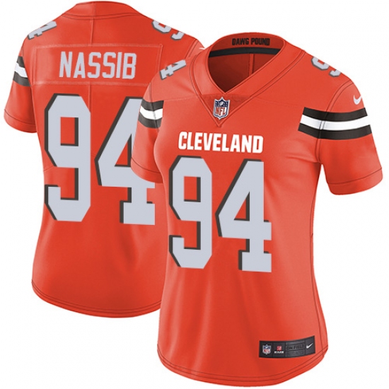 Women's Nike Cleveland Browns #94 Carl Nassib Orange Alternate Vapor Untouchable Limited Player NFL Jersey - Ujersey