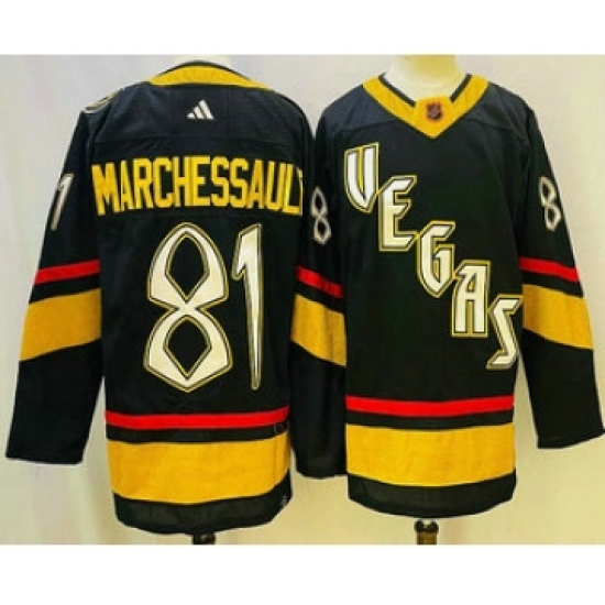 Men's Vegas Golden Knights #81 Jonathan Marchessault Black 2022 Reverse Retro Authentic Jersey - Ujersey