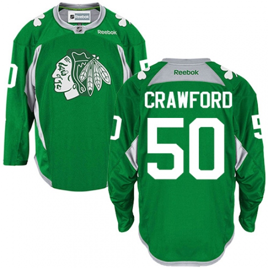 Men's Reebok Chicago Blackhawks #50 Corey Crawford Authentic Green Practice NHL Jersey - Ujersey