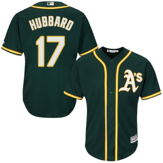 Youth Majestic Oakland Athletics #17 Glenn Hubbard Authentic Green Alternate 1 Cool Base MLB Jersey - Ujersey