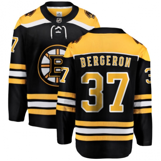 Youth Boston Bruins #37 Patrice Bergeron Authentic Black Home Fanatics Branded Breakaway NHL Jersey - Ujersey