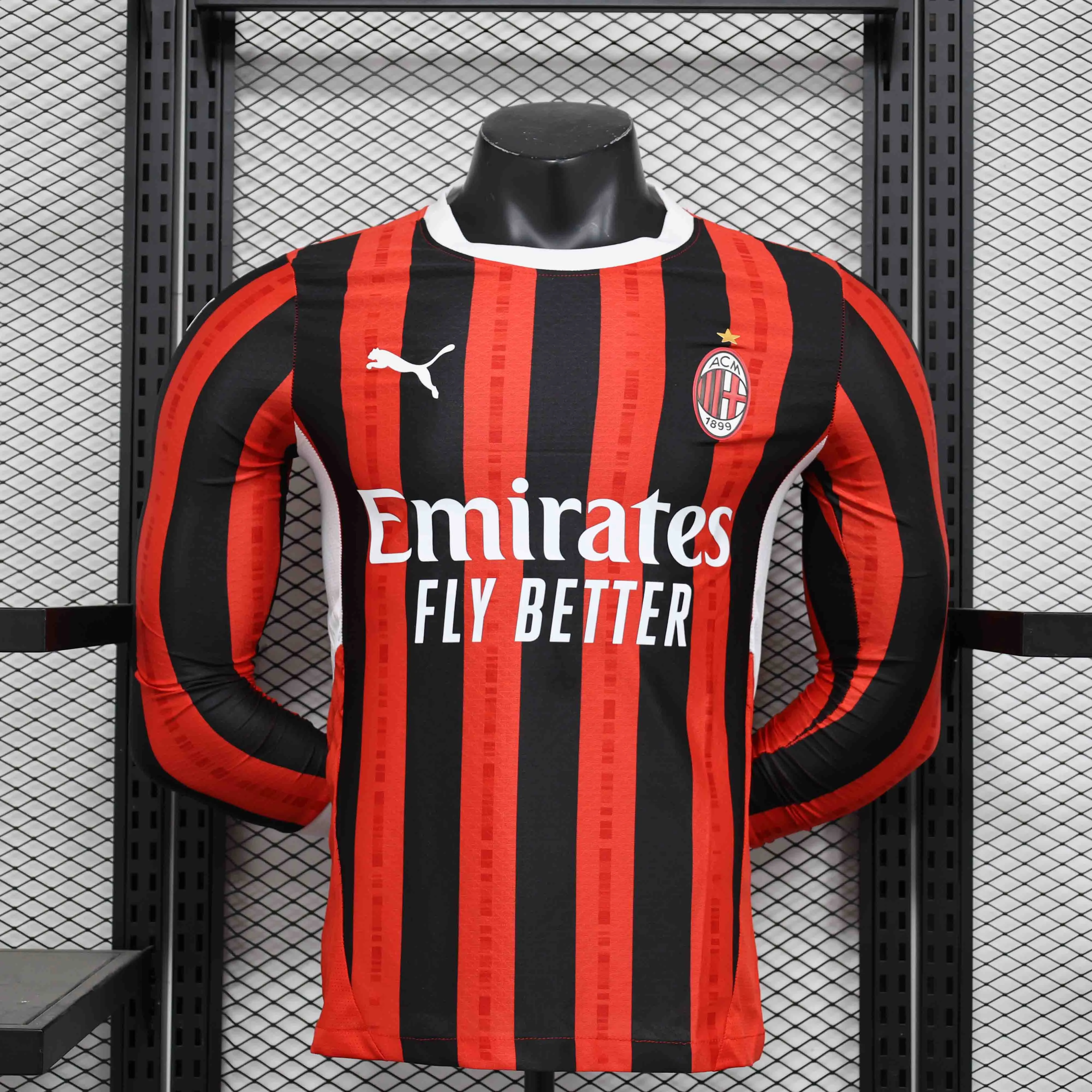 AC Milan Soccer Jersey Home Long Sleeve Shirt 2024/25 - U-jersey