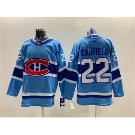 Men's Montreal Canadiens #22 Cole Caufield 2022-23 Reverse Retro Stitched Jersey - Ujersey