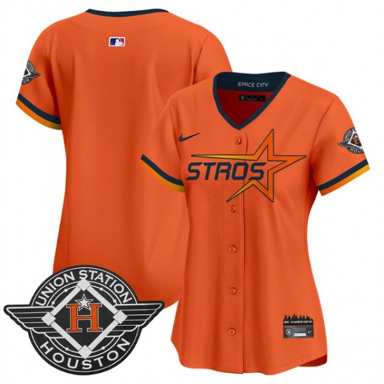 Women's Houston Astros Blank Orange 2025 City Connect Limited Stitched Baseball Jersey(Run Small) - Ujersey