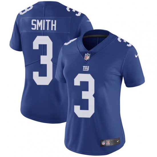 Women's Nike New York Giants #3 Geno Smith Royal Blue Team Color Vapor Untouchable Limited Player NFL Jersey - Ujersey