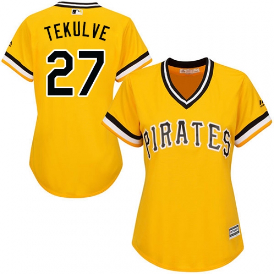 Women's Majestic Pittsburgh Pirates #27 Kent Tekulve Authentic Gold Alternate Cool Base MLB Jersey - Ujersey