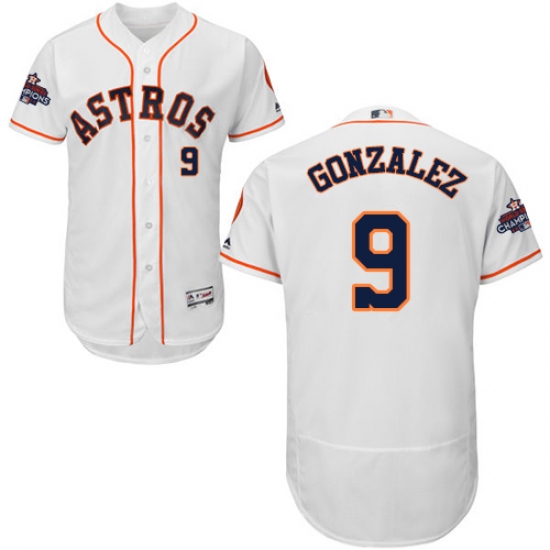 Men's Majestic Houston Astros #9 Marwin Gonzalez Authentic White Home 2017 World Series Champions Flex Base MLB Jersey - Ujersey