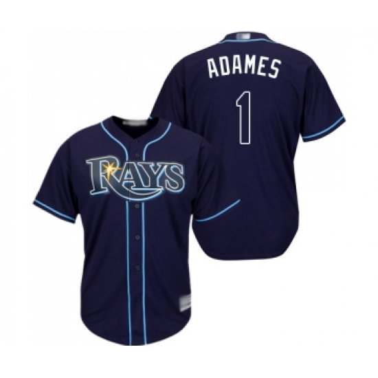 Youth Tampa Bay Rays #1 Willy Adames Replica Navy Blue Alternate Cool Base Baseball Jersey - Ujersey