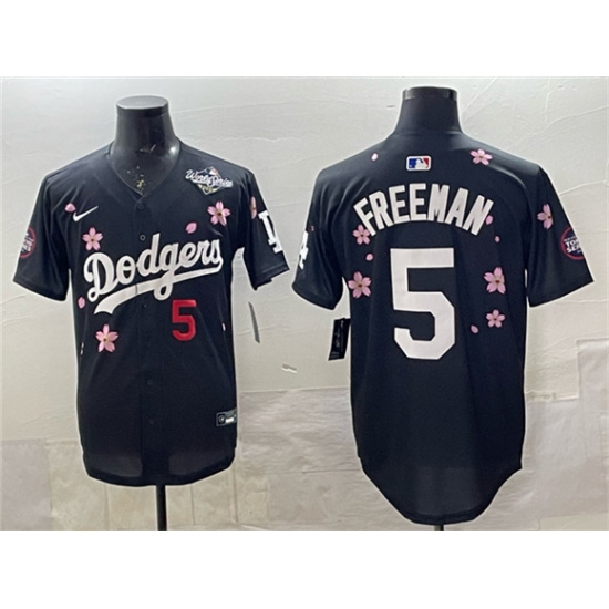 Men's Los Angeles Dodgers #5 Freddie Freeman Black 2025 World Series Tokyo Series Limited Stitched Baseball Jersey - Ujersey