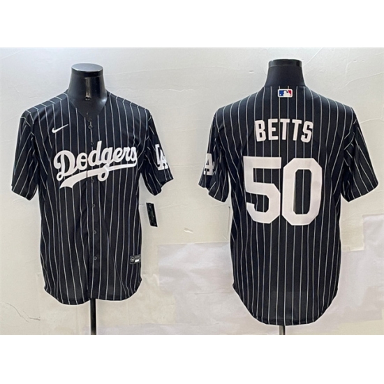 Men's Los Angeles Dodgers #50 Mookie Betts Black Cool Base Stitched Baseball Jersey - Ujersey
