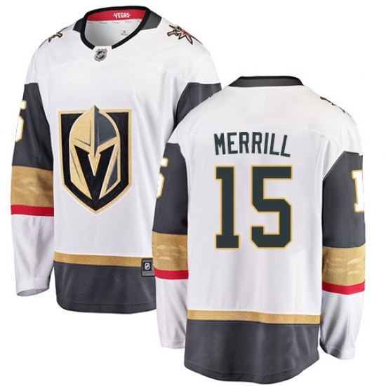Youth Vegas Golden Knights #15 Jon Merrill Authentic White Away Fanatics Branded Breakaway NHL Jersey - Ujersey