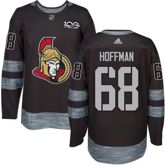 Men's Adidas Ottawa Senators #68 Mike Hoffman Authentic Black 1917-2017 100th Anniversary NHL Jersey - Ujersey