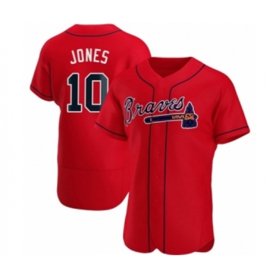 Men's Chipper Jones #10 Atlanta Braves Red Authentic Alternate Jersey - Ujersey
