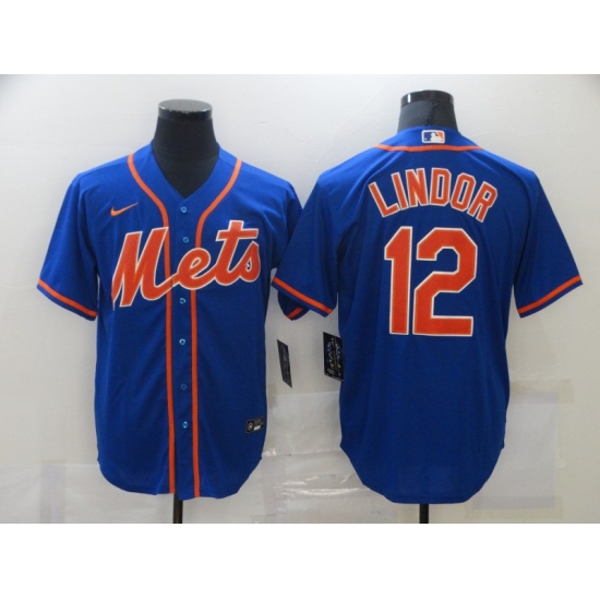 Men's Nike New York Mets #12 Francisco Lindor Blue Jersey