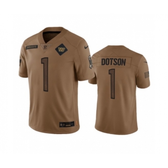 Men's Nike Washington Commanders #1 Jahan Dotson 2023 Brown Salute To Service Limited Football Stitched Jersey - Ujersey