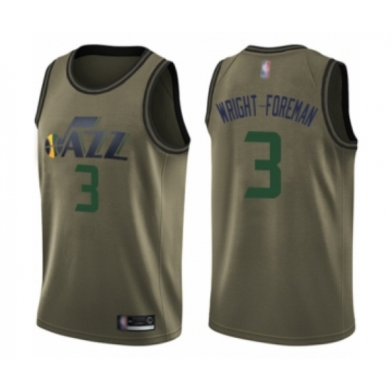 Men's Utah Jazz #3 Justin Wright-Foreman Swingman Green Salute to Service Basketball Jersey - Ujersey