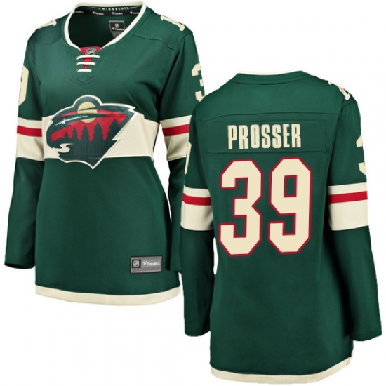 Women's Minnesota Wild #39 Nate Prosser Authentic Green Home Fanatics Branded Breakaway NHL Jersey - Ujersey