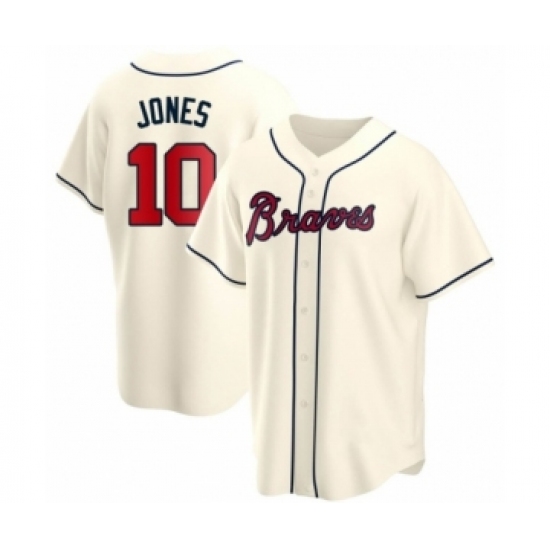 Youth Chipper Jones #10 Atlanta Braves Cream Replica Alternate Jersey - Ujersey