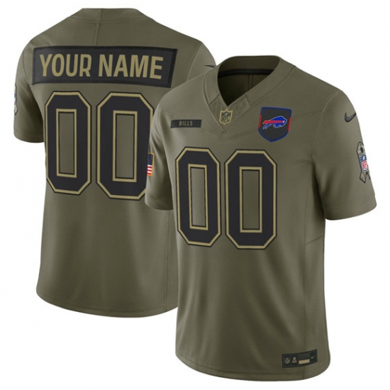 Men's Buffalo Bills Active Player Custom Olive 2025 Salute to Service Limited Football Stitched Jersey - Ujersey